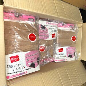 Hanes Women’s Comfort Period Briefs – LOT 22 - 54 pcs – 18 packs (3 ea) – Sz 10